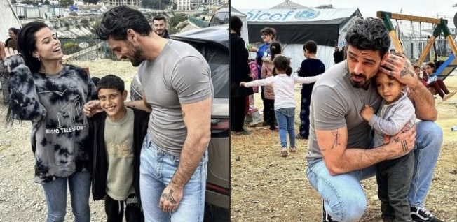 İtalyan oyuncu Michele Morrone deprem bölgesi Hatay da çocukların gönlünü fethetti!